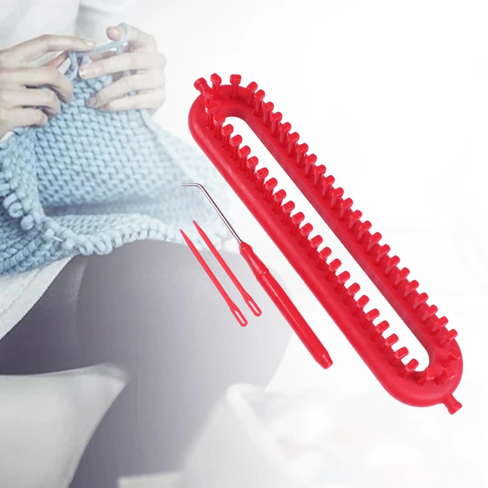 Set Telaio per Tessitura Sciarpe Fai-da-te con Uncinetto per Principianti, Strumento per Lavorazione a Maglia a Mano per Maglioni, Cappelli, Calze, Sciarpe e Artigianato