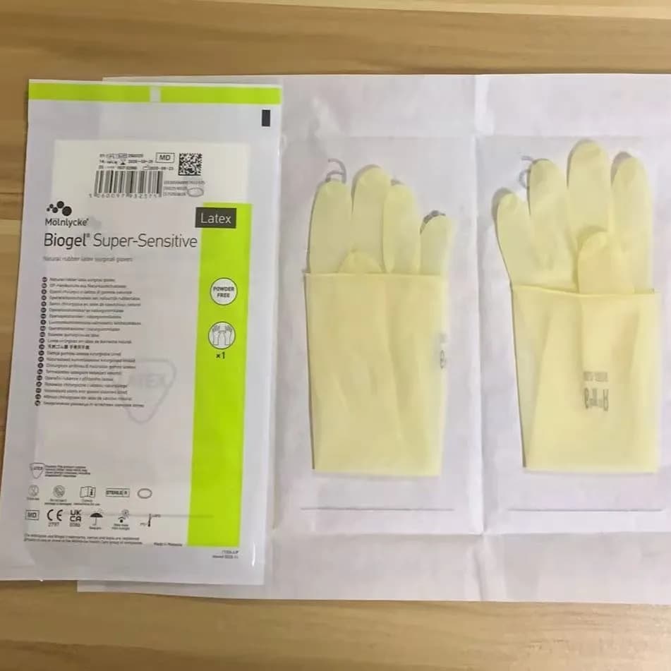 Mölnlycke Biogel ® Guanti in lattice super sensibili (1 paio) senza polvere con polsino a perline
