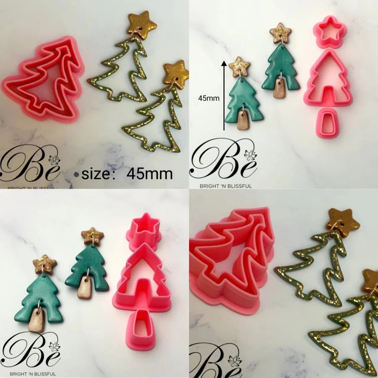 Set of 3 parts of christmas tree shaped like clay cutter |