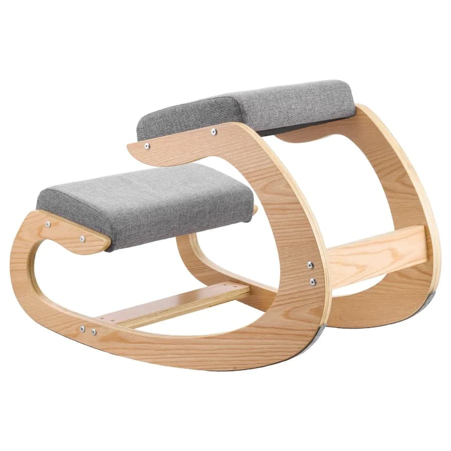 Ergonomic Kneeling Chair with Adjustable Height Wooden Frame and Comfortable Foam Cushions for Improved Posture and Back Suppor