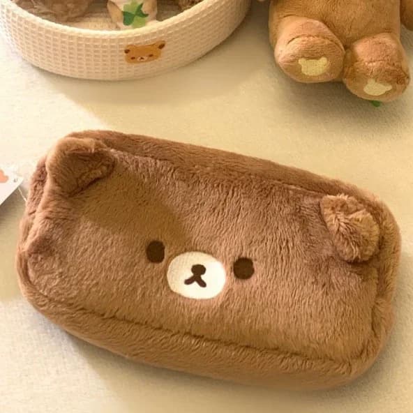 Rilakkuma Peluche Astuccio carino Anime Relax Orso Borsa per cancelleria Borsa per penne per scuola per bambini Borsa per cosmetici da viaggio Regalo