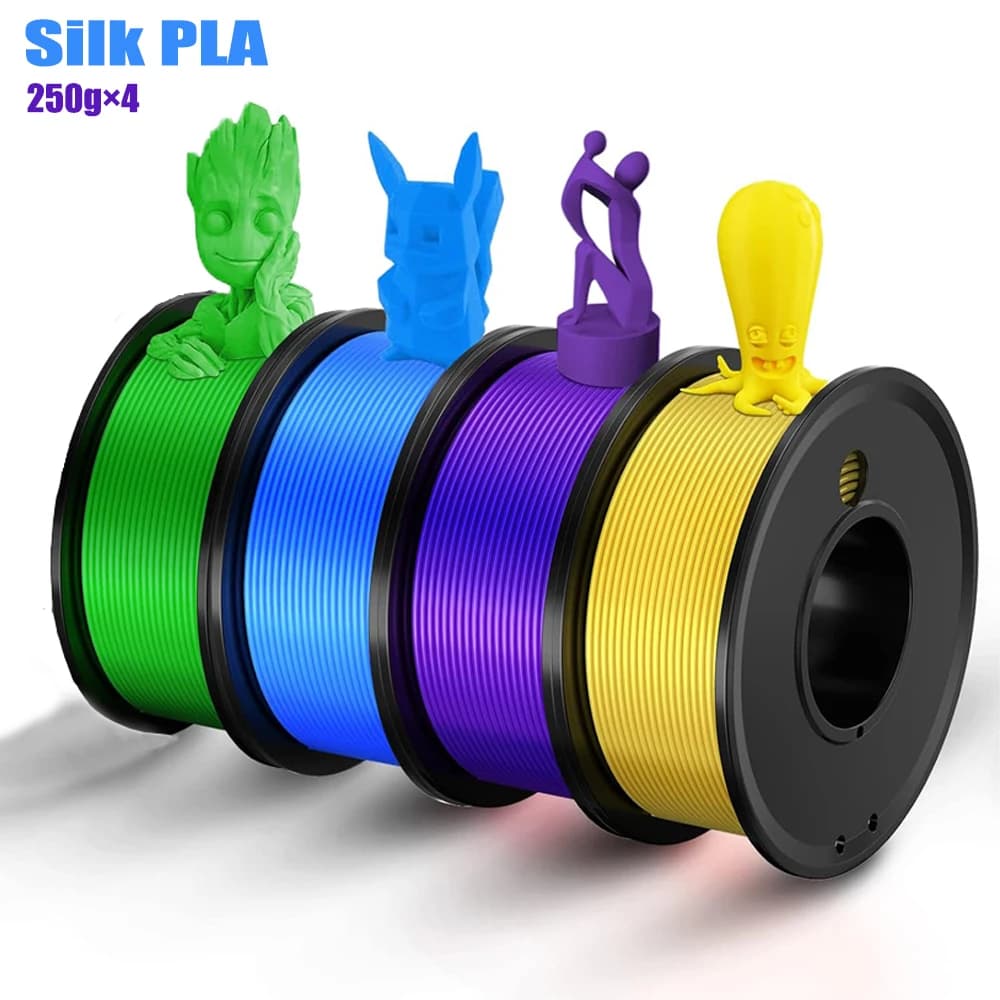 3D Printer Filament 4 Colors Green Yellow Purple Filiment1.75 Precision ±0.02 mm 250G X 4