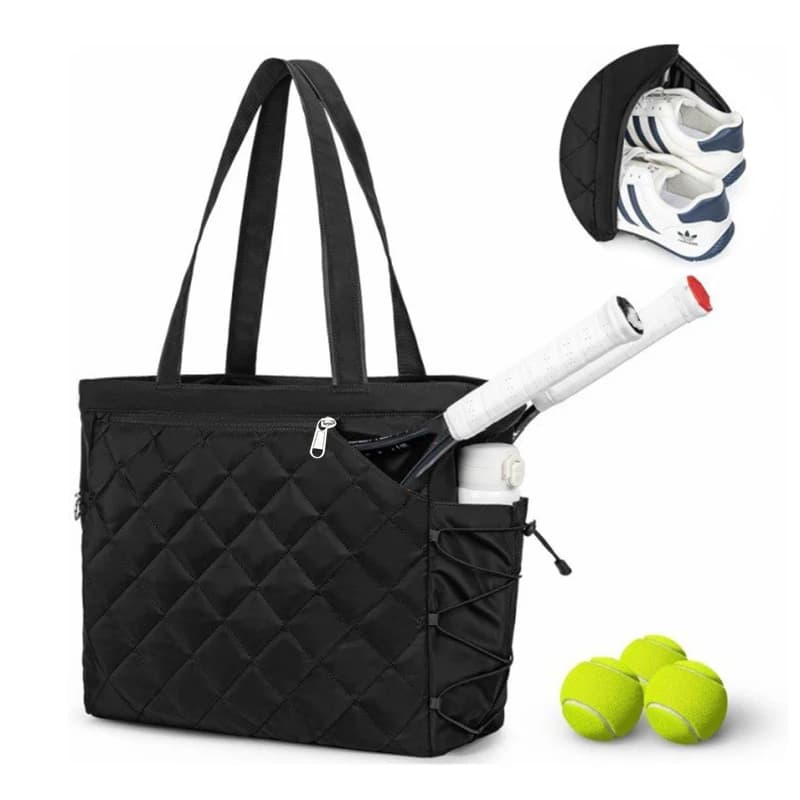 Borsa da tennis multifunzionale con scomparto per scarpe, borsa per palline, borsa sportiva unisex per tennis
