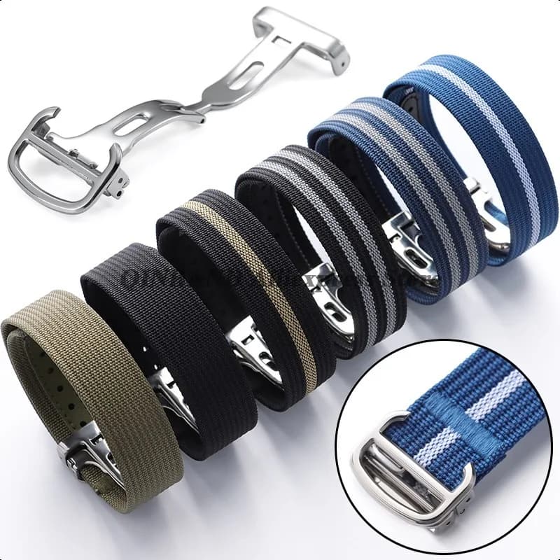 For Omega Seamaster for Tudor for Rolex strap 20mm nylon strap with folding buckle straps men's fabric strap universal belt