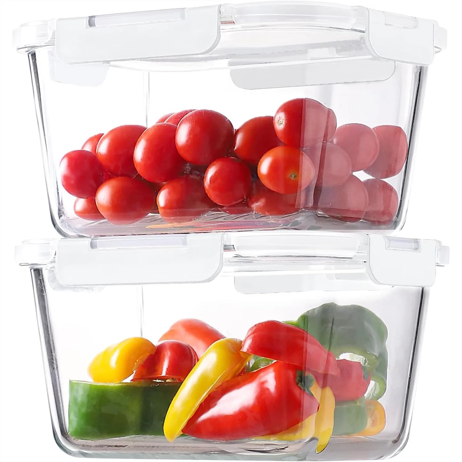 Grandi Contenitori in Vetro per Alimenti con Coperchi, Contenitori per Preparazione Pasti da 63oz, Scatole Bento Ermetiche per Microonde, Forno e Frigorifero