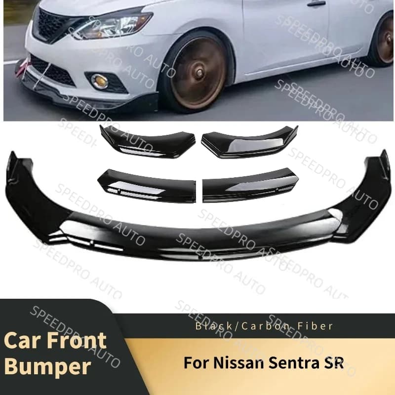 Car Front Bumper Lip Spoiler Lower Splitter For N-issan Sentra SR Auto Diffuser Trim Scratch Protector Body Kit Black
