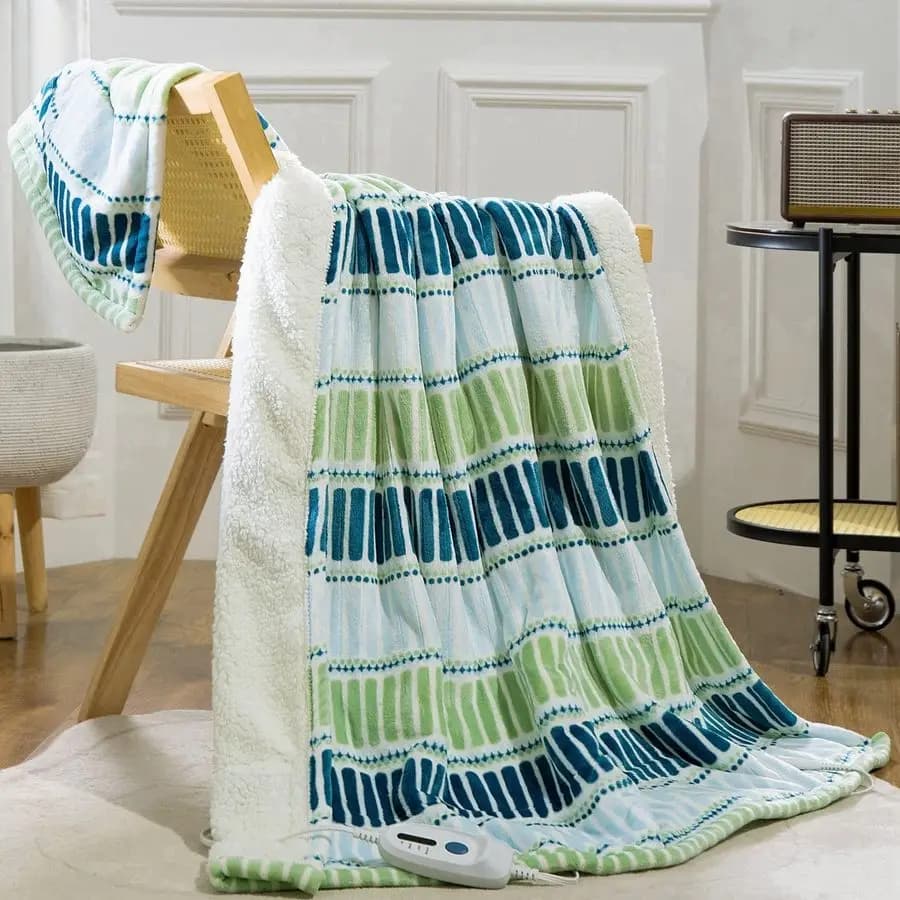 Coperta Elettrica 50x60 Lavabile in Lavatrice, Coperta Riscaldante Stampata con Certificazione ETL e FCC, 4 Livelli di Riscaldamento