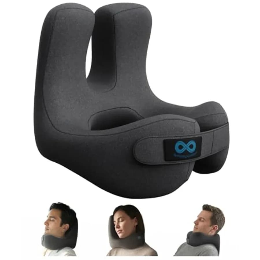 Cuscino da Viaggio per Aereo Migliorato, Poggiatesta in Memory Foam per Volare, Cuscini da Viaggio Portatili Multi-Posizione con Rotazione a 360° ° Suppo