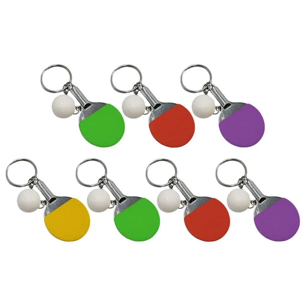 Set di 7 Portachiavi Creativi a Forma di Racchetta da Ping Pong, Piccoli e Pratici Ciondoli per Chiavi, Borse, Zaini, Accessorio Moda, Regalo