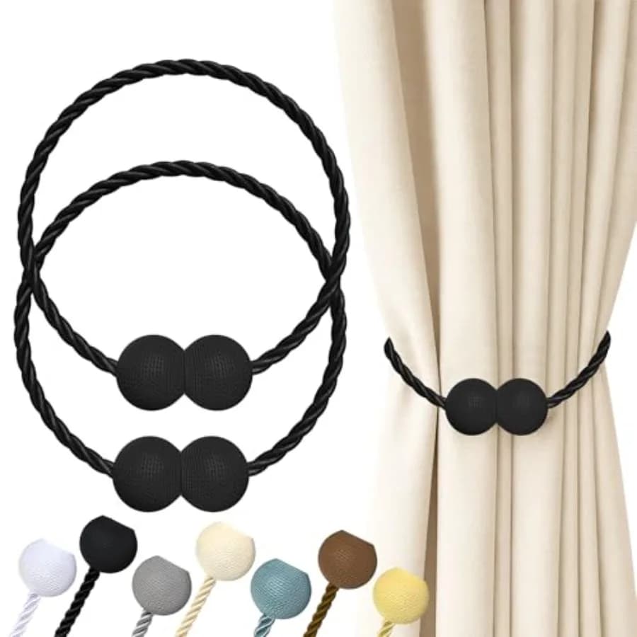 Magnetic Curtain Tiebacks 2pcs, Curtain Tiebacks Buckles Holdbacks Holders Hooks Clip for Home Outdoor Bedroom Office Decorativ