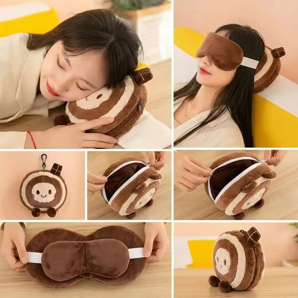 New Portable 2 In 1 Neck Pillow Multifun Sleeping Mask Travel Eye Cover Flight Leg Rest Airplane Office Napping Sleeping Pillow
