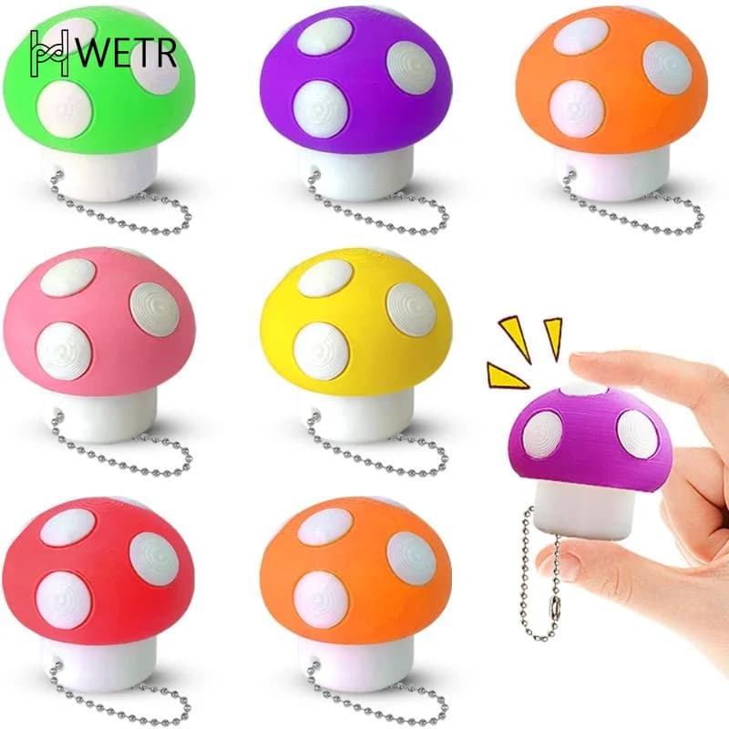 1/3/5Pcs 3D Printed Mushroom Stress Relief Mechanical Keyboard Keycap Finger Press Keychain Pendant For Stress Release