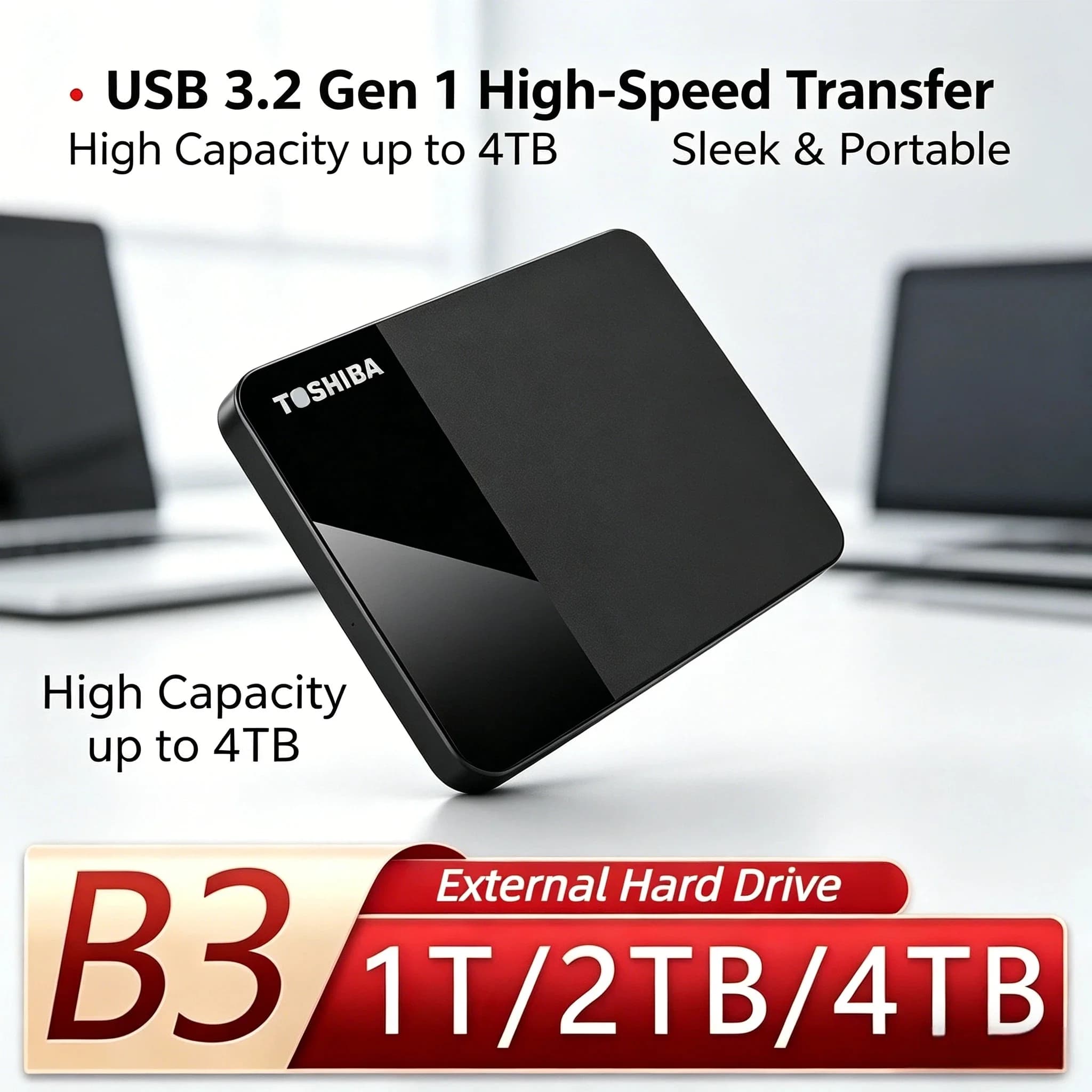 OEM per Toshiba B3, Disco Rigido Esterno di Espansione da 500GB, 1TB, 2TB, USB 3.0, HDD Portatile da 2.5 Pollici, Box Affidabile Pro
