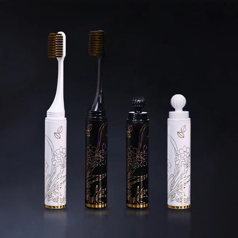 2 spazzolini da denti a forma di rossetto spazzolini da denti pieghevoli portatili in plastica per la pulizia dei denti e l'igiene orale per set di spazzolini da viaggio