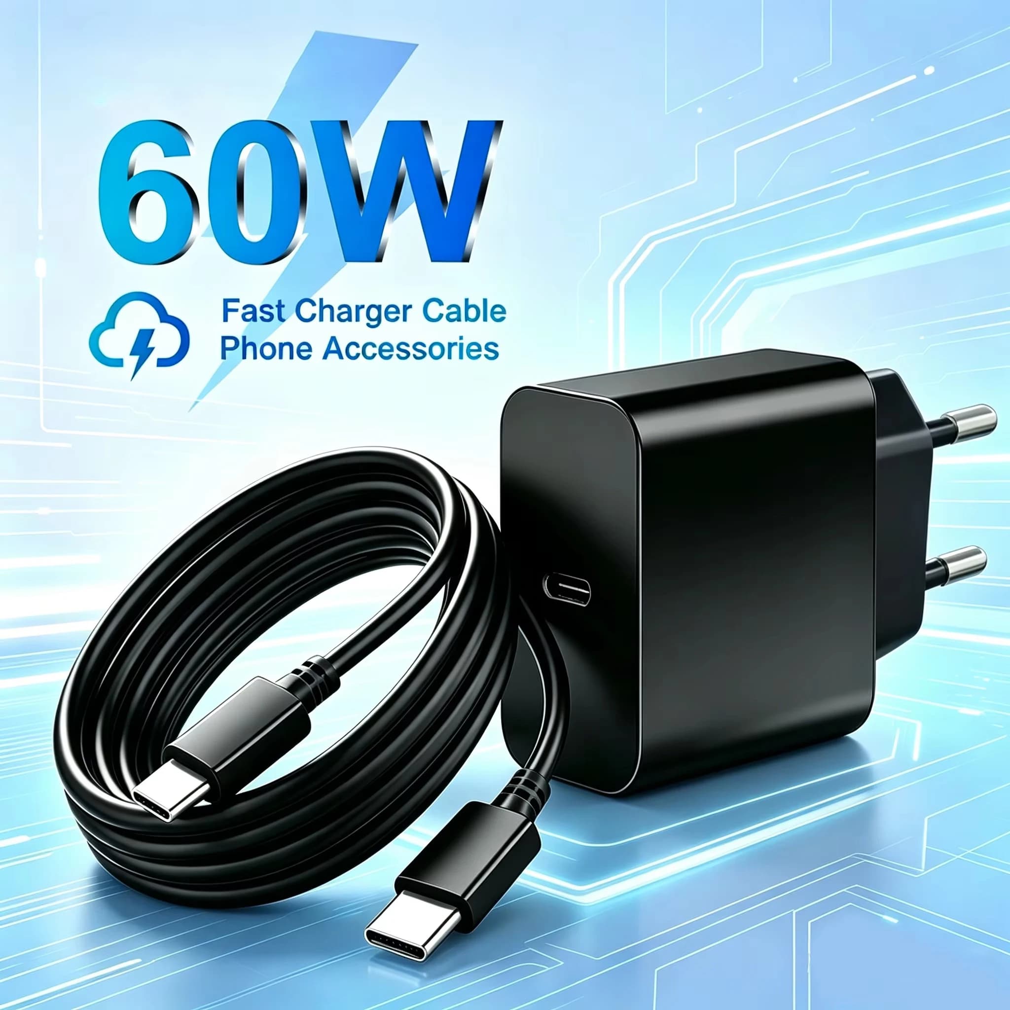 For SAMSUNG 60W PD Charger EU Plug For S26 Ultra S25FE S24 S23 S22 S21 A56 A57 M55s Tab S11 Ultra S10 FE+ 5A Type C Cable