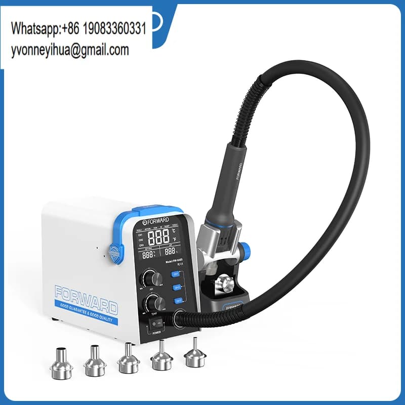 Stazione di saldatura SMD a aria calda FORWARD HA05 800W con pistola termica, display LED della temperatura per riparazioni elettroniche