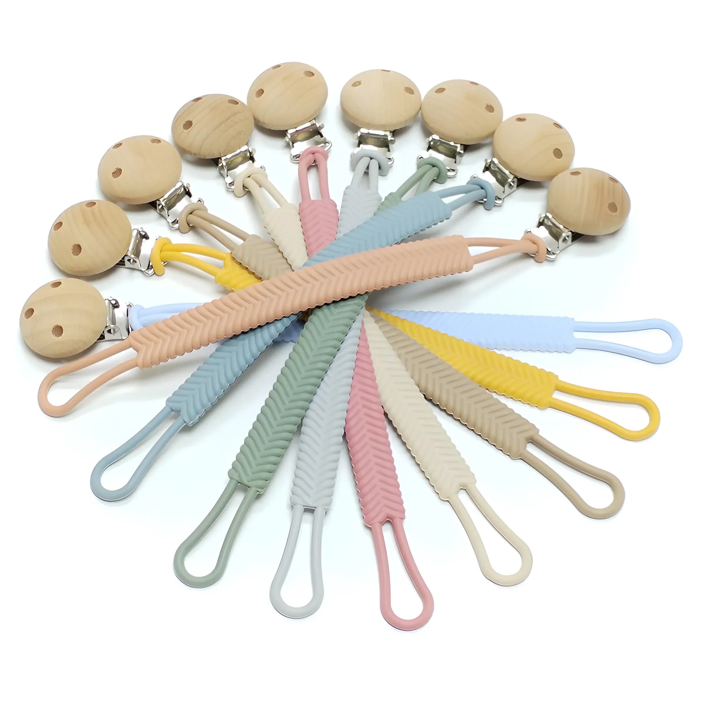 Catenella Portaciuccio in Silicone per Neonati, Clip Porta Ciuccio Senza BPA, Giocattolo Massaggiagengive Portatile, Accessori per Neonati, Regali Arcobaleno
