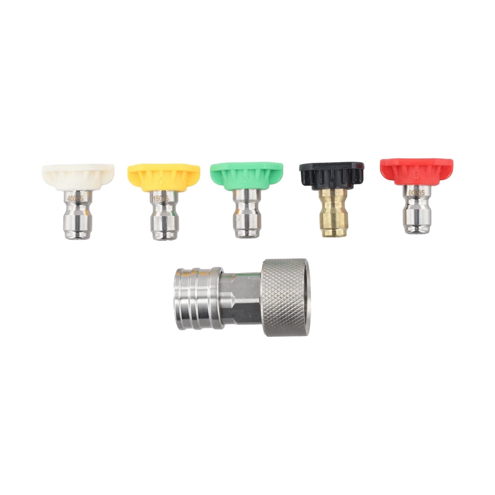 Adattatore per Tubo di Pulizia ad Alta Pressione con 5 Ugelli in Acciaio Inox, Connettore Rapido per Giardino e Lavaggio Veicoli