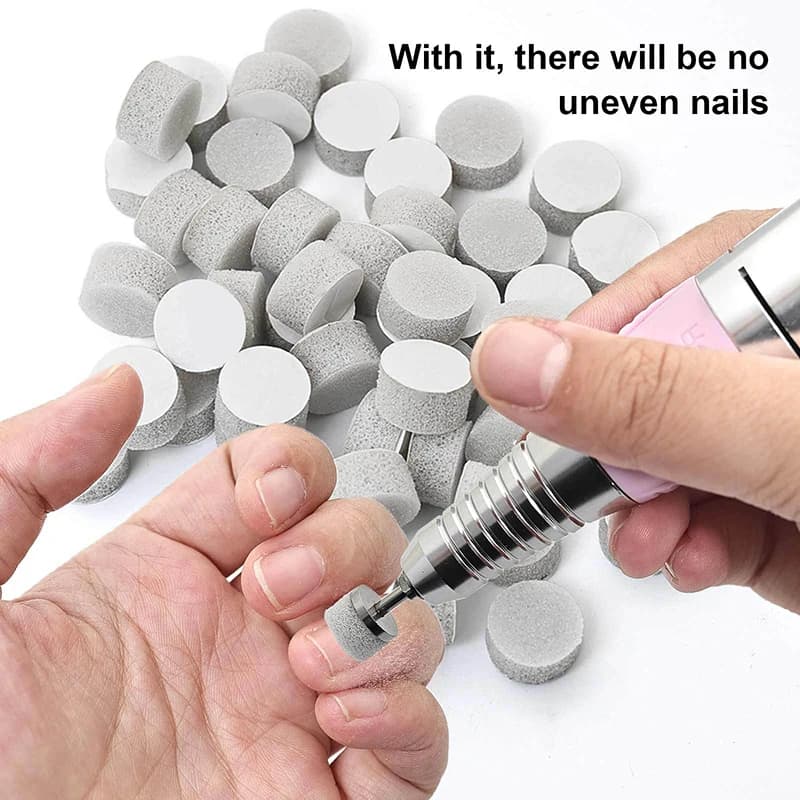 50pcs 10mm Adhesive Sponge Polishing Pads Stainless Steel Disc For Pedicure Nail Grinding Accessories