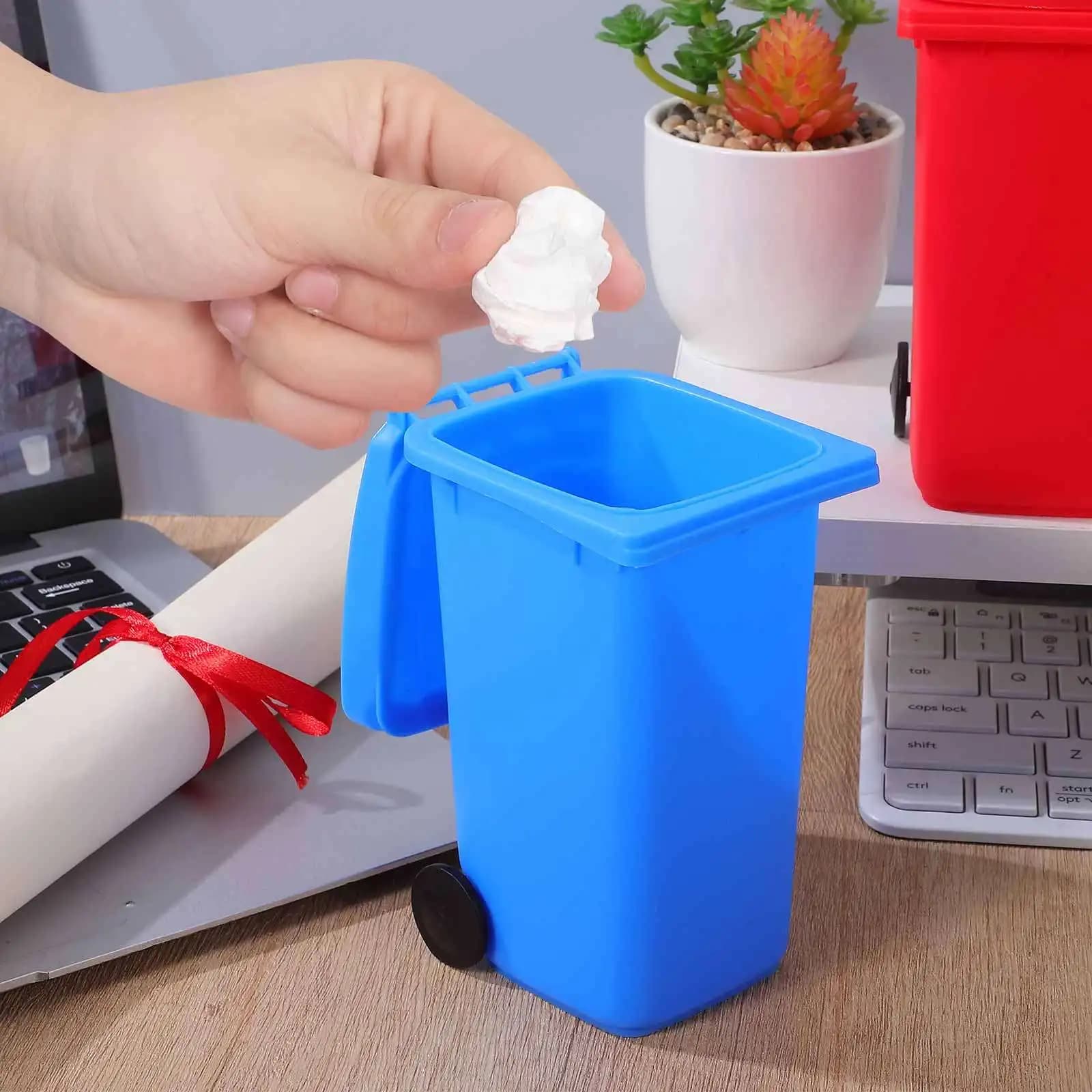 Set di 4 Mini Pattumiere Portapenne, Contenitori per Rifiuti da Scrivania, Organizzatori da Tavolo, Bidoni per Riciclo, per Casa e Ufficio