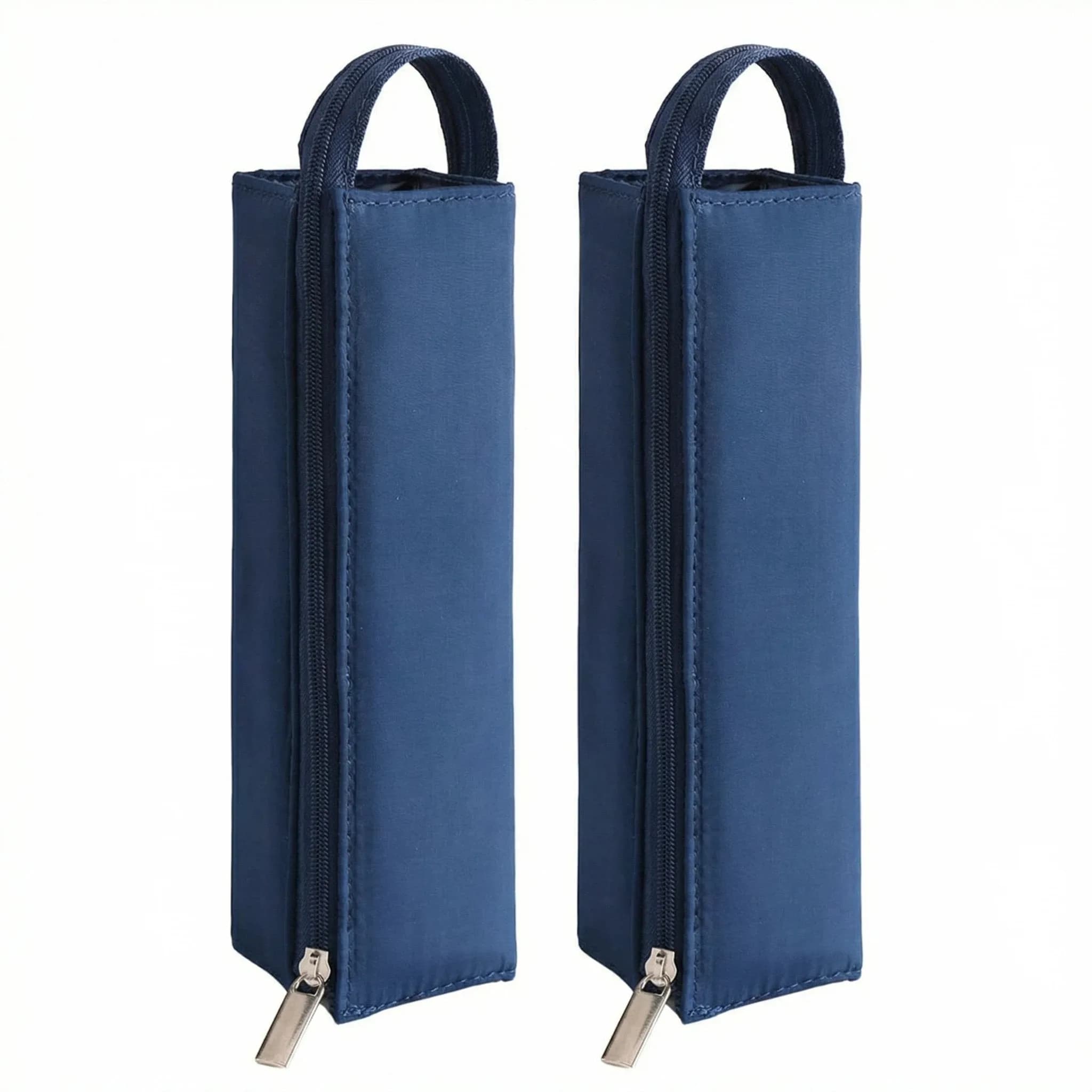 Astuccio quadrato semplice per studenti, 2 pezzi, colore solido, grande capacità, tipo aperto con maniglia, organizer portatile per cancelleria