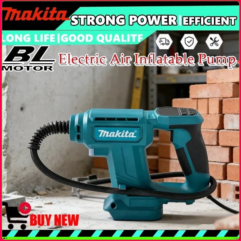 Pompa ad aria elettrica ricaricabile Makita, gonfiatore automatico per pneumatici 2 in 1 senza fili, utensile portatile per casa e auto, compatibile con batteria da 18V
