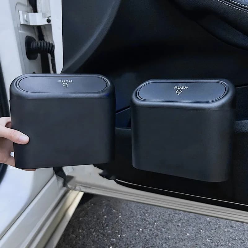 Per BMW X5 F15 2013 ~ 2015 Auto Trash Bin Plastica Nera Piazza Pressatura Organizer Caso Con Coperchio Portatile Mini Pattumiera Accessori