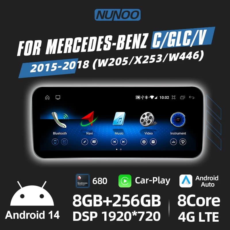 Android Auto Wireless CarPlay per Mercedes Benz Classe C W205 GLC X253 V W446 Navigazione Multimediale GPS DSP Qualcomm 680