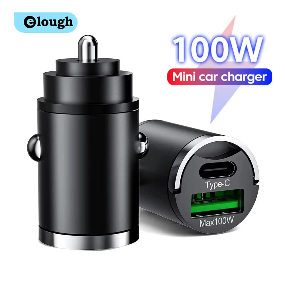 Mini 100W USB Tipo C Caricabatteria da auto Ricarica rapida QC3.0 PD Adattatore per caricabatteria da auto per iPhone Samsung Huawei Xiaomi