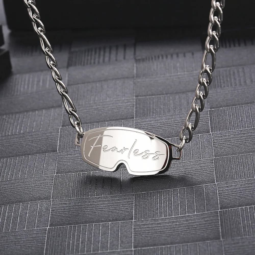 Stainless Steel Hip Hop Fashion Men Ski Goggles Pendant Necklace Punk Rock Jewelry Gift