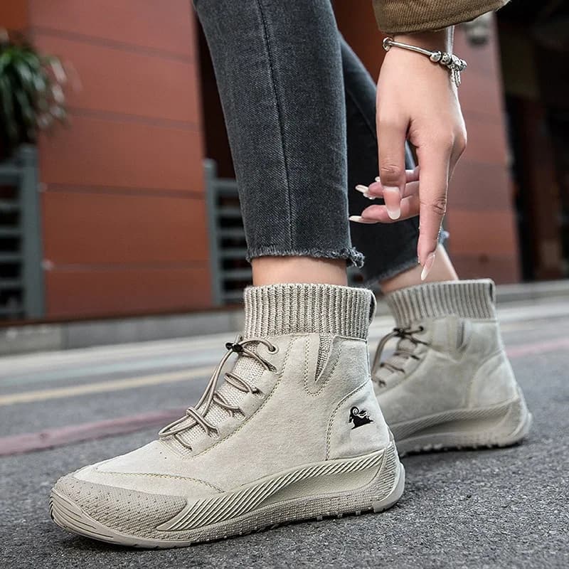 Scarpe da trekking da donna alte alla moda con punta in pelle Stivali corti autunnali e invernali da donna Stivali da trekking casual antiscivolo scarpe trekking donna scarpe da donna arrampicata