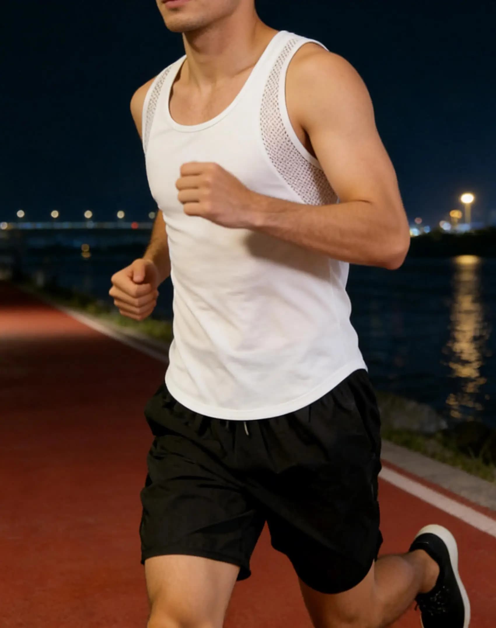 Men's Solid Set: Breathable Reticular Canotta and Sports Shorts in Mesh with Coulisse, Sleeveless T-shirt Girocollo for Summer
