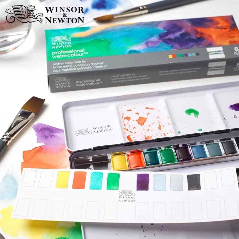 WINSOR&NEWTON Professional Artist Watercolor Revival Collection 6Color 5ml/Tube Solid Iron Box 8Color Beginner Art Supplie