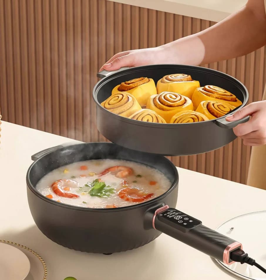 Electric Wok Multifunction for Domestic Use, Anti-adhesive Cooking Board for Steam and Friction, Electric Pot