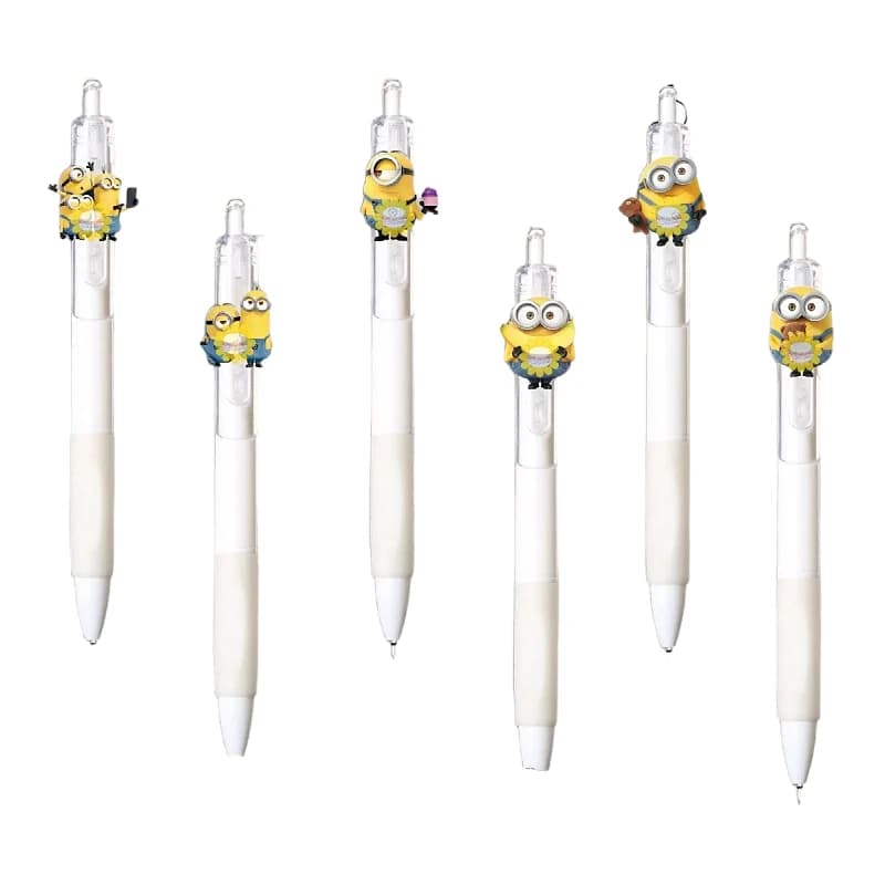 Minions cartoon cute acrylic patch gel pen neutral kawaii student stationery 0.5mm retractable pen anime merchandise wholesale