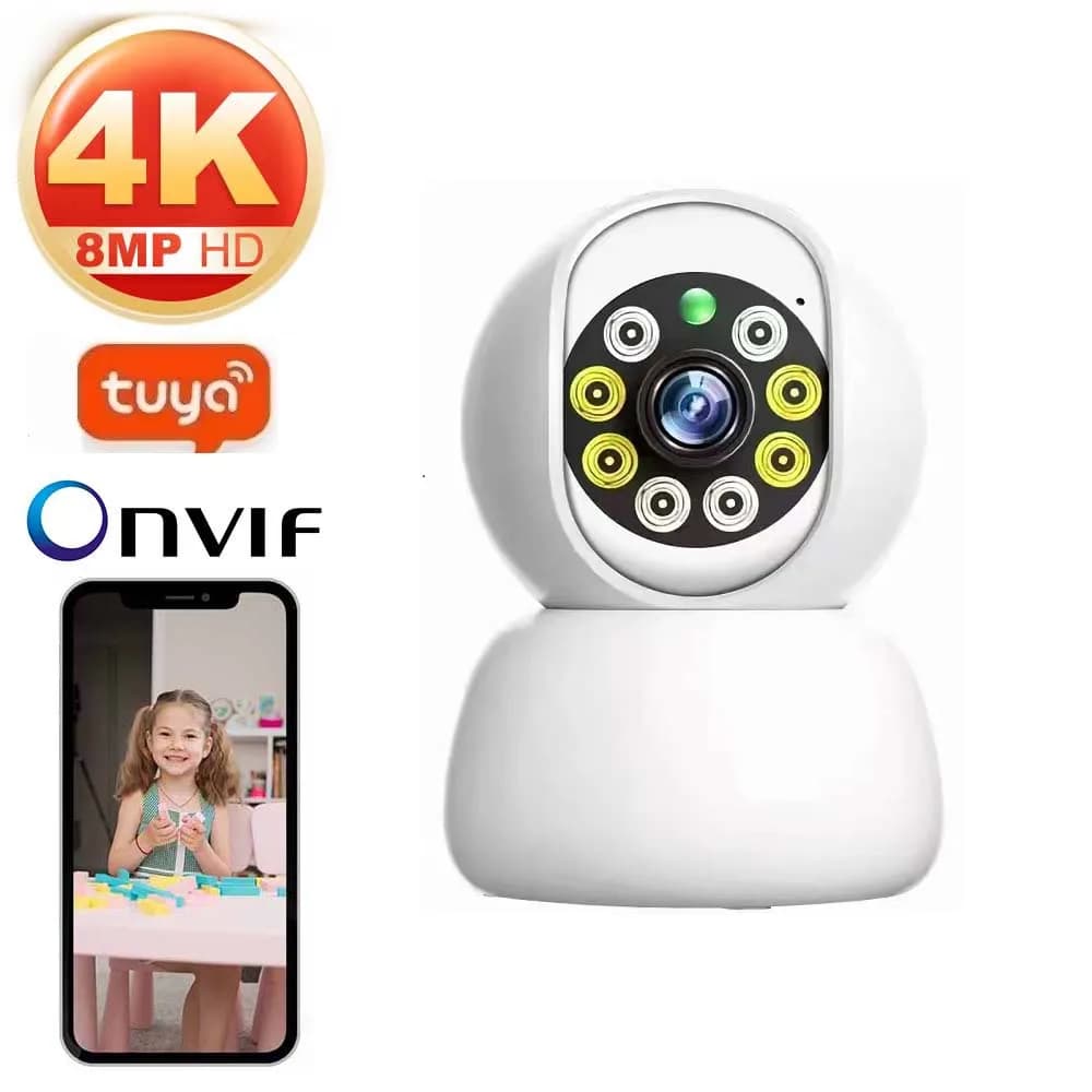 Telecamera WiFi da 8 MP Tuya Smart Home Indoor Baby Monitor Telecamera di sorveglianza IP wireless Rilevamento AI Sicurezza di tracciamento automatico
