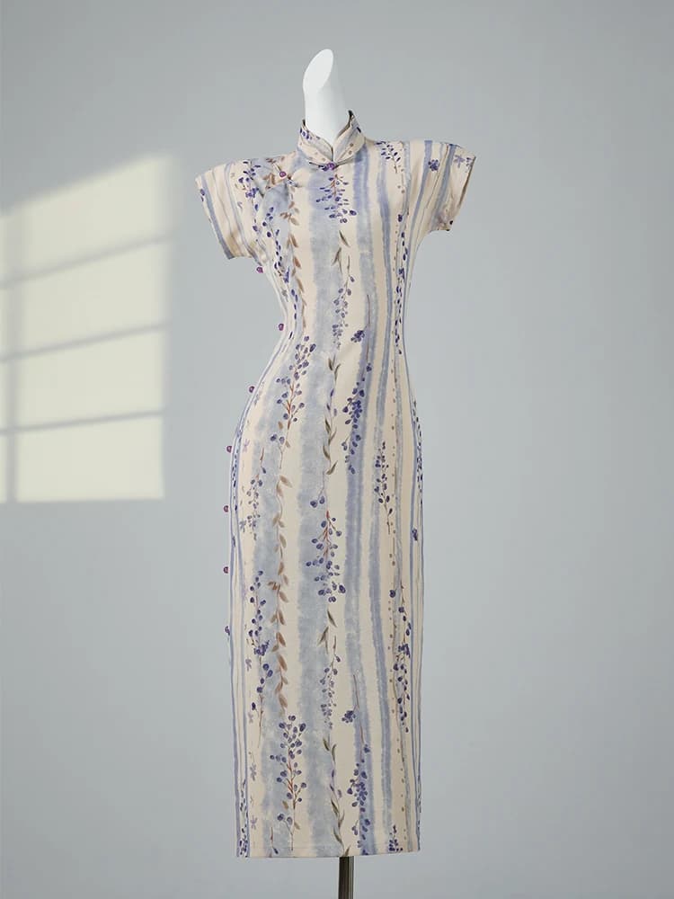 Office Appropriate Summer New Style Full Open Collar Young Retro Qipao Daily Improved High End Feeling Long Short S...