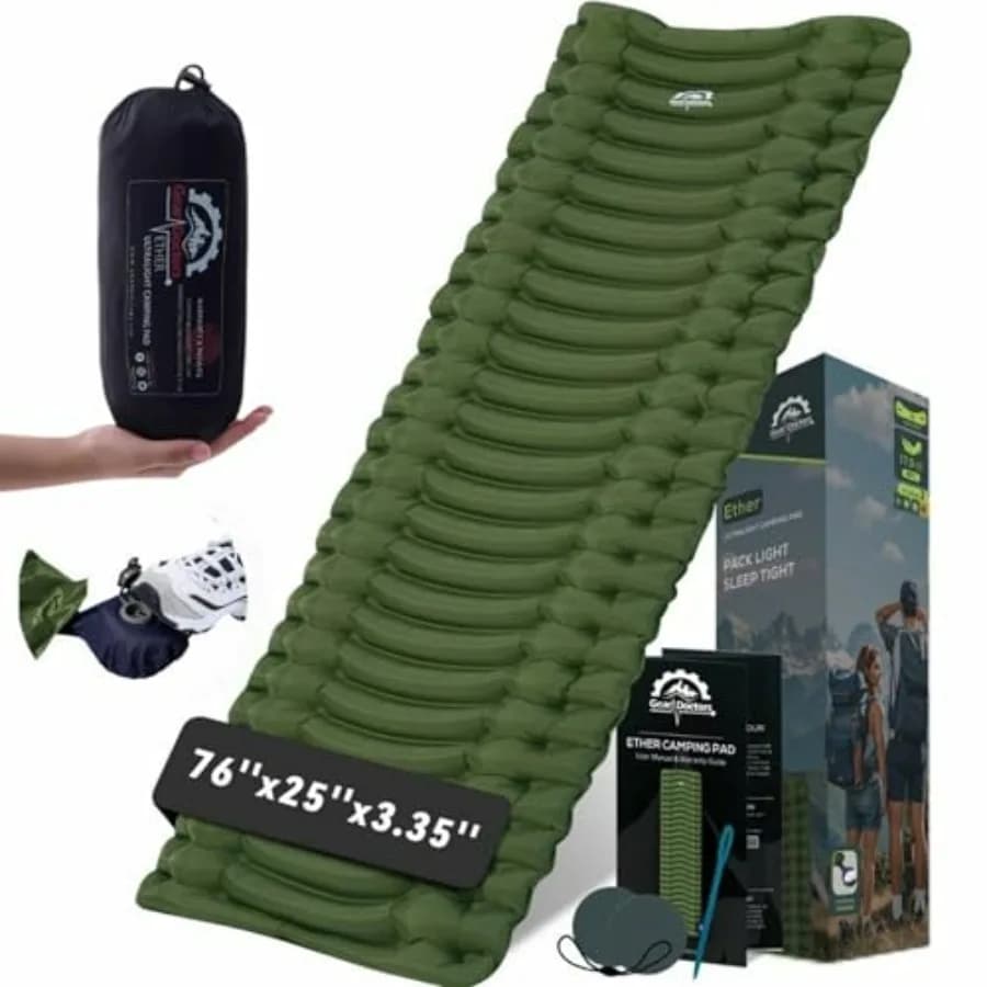 ® Materassino da campeggio ultraleggero Ether 17.5oz, materasso gonfiabile compatto per backpacking, materassino da campeggio gonfiabile.