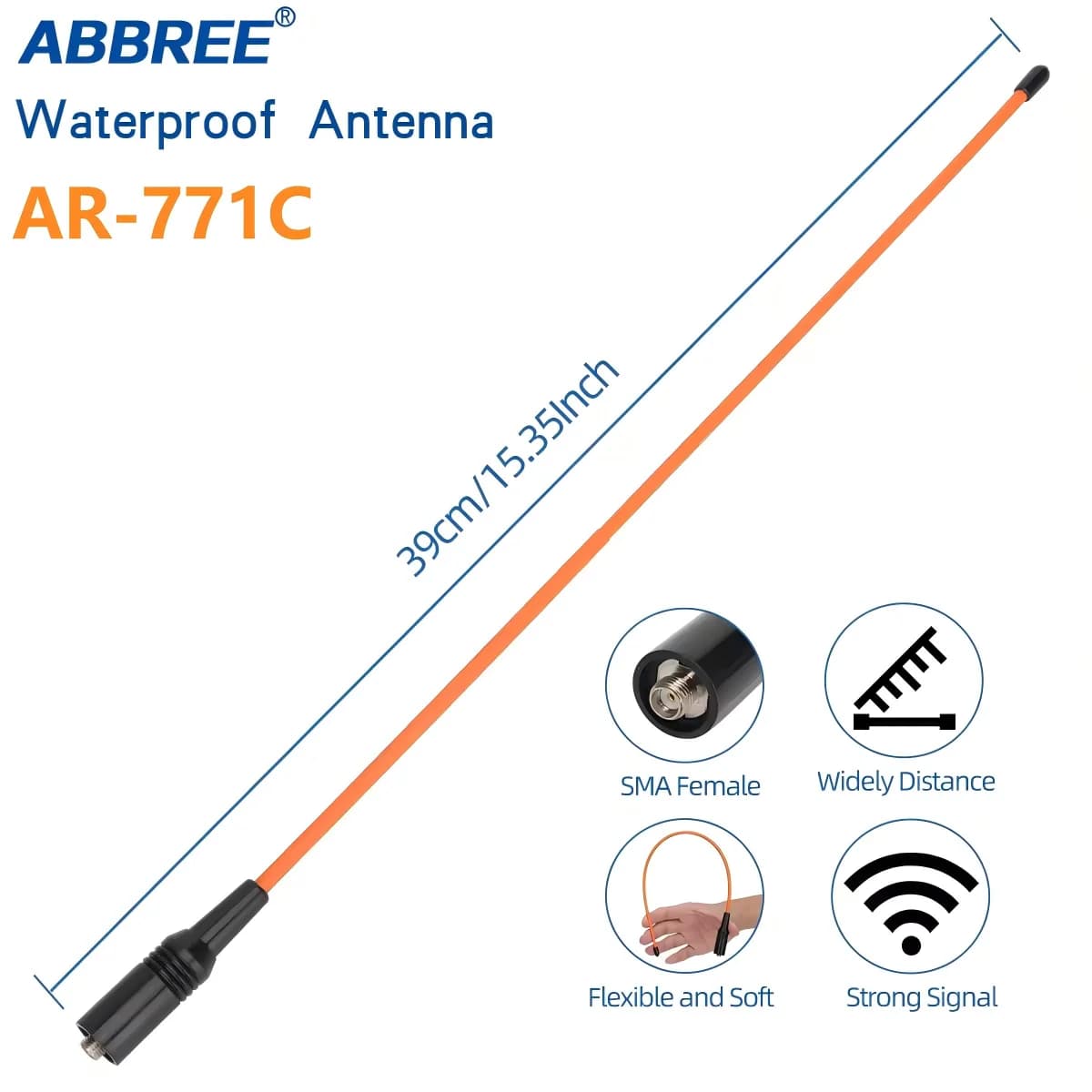 ABBREE AR-771C SMA Femmina Impermeabile Dual Band Antenna 144/430 MHz Per Baofeng UV-5RH UV-5R Mini BF-888S AR-152 Walkie Talkie