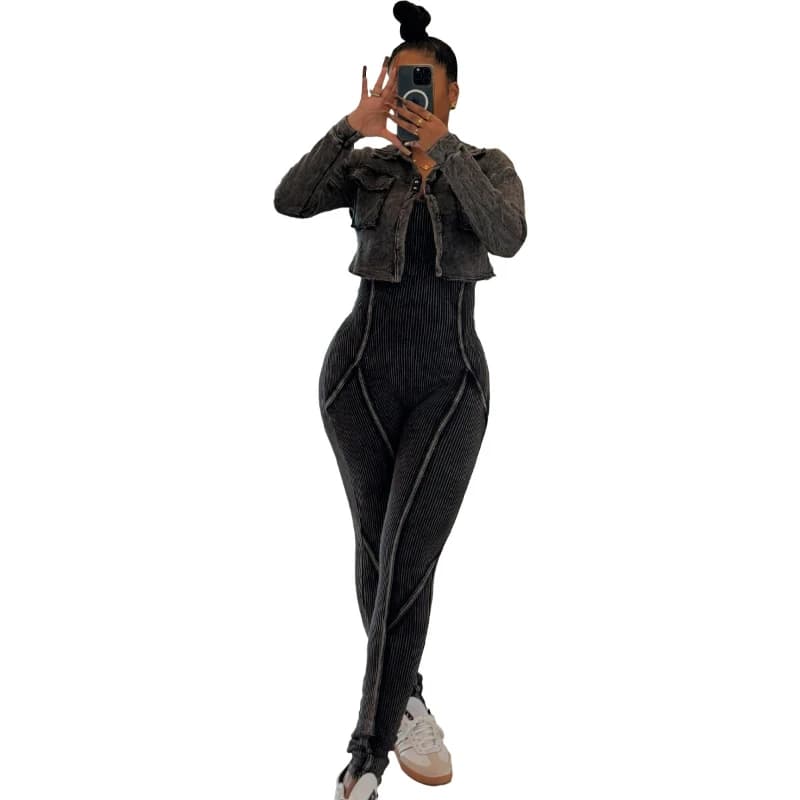 Jumpsuits Pant Sets Women Two Piece Set Cardigan Full Sleeve Solid Pencil Pants Slim Fit Casual Rompers Suit Sporty Spring