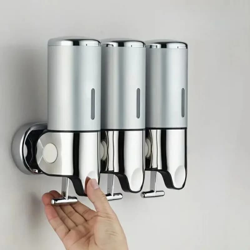 Set doccia a parete: doccia disinfettante per le mani in acciaio inox, dispenser per shampoo da 3 camere