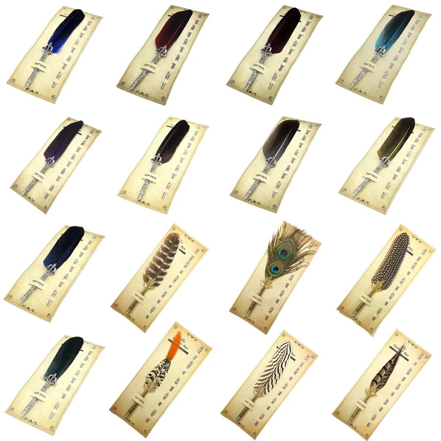 Nuova calligrafia inglese penna piuma Dip scrittura cancelleria Set confezione regalo con 5 pennino regalo di nozze penna penna stilografica forniture