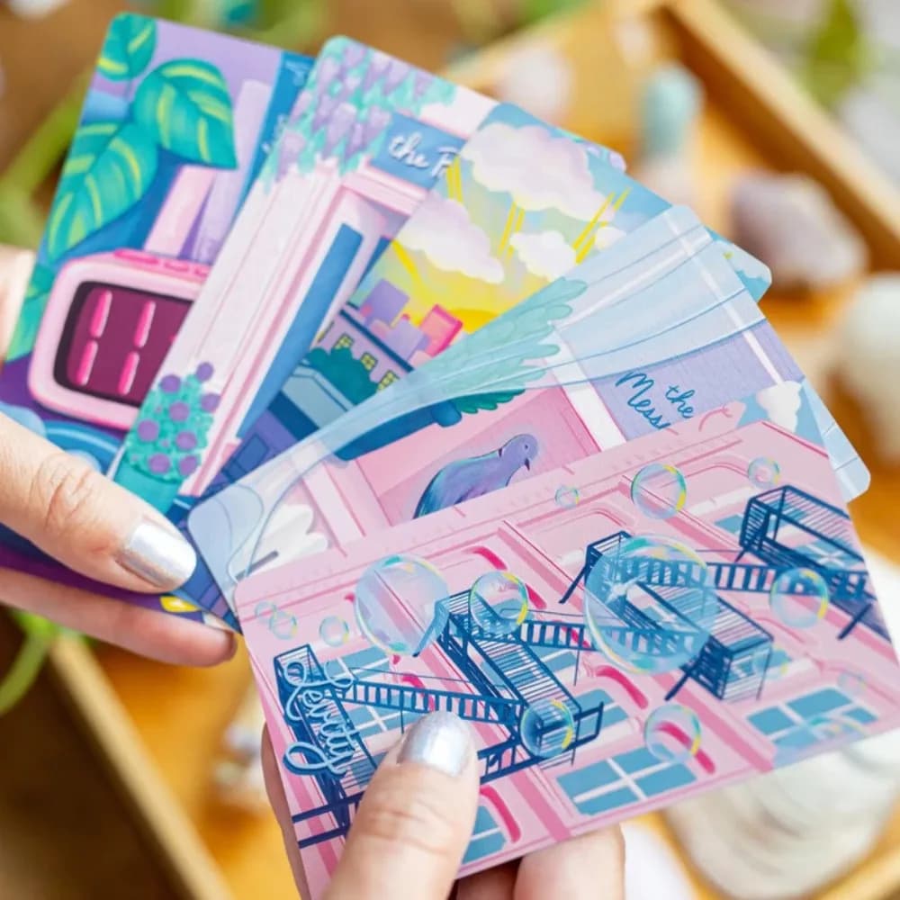 10.3*6 cm The City of Dreams Oracle Deck 35 pezzi Carte Una raccolta dolce e di supporto di scene pastello illustrate a mano