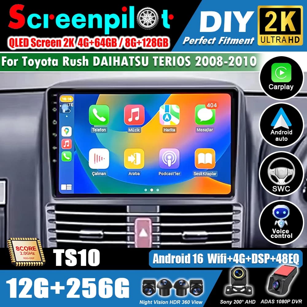 Android 16 For Toyota Rush DAIHATSU TERIOS 2008 2009 2010 Car Radio Auto Carplay Multimedia Video Player WiFi Stereo GPS DSP 5G