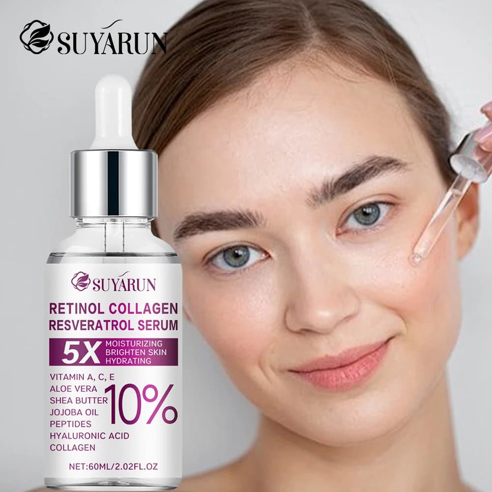 SUYARUN Siero viso al retinolo resveratrolo, idratante schiarente organico, riduce le rughe e le macchie scure.