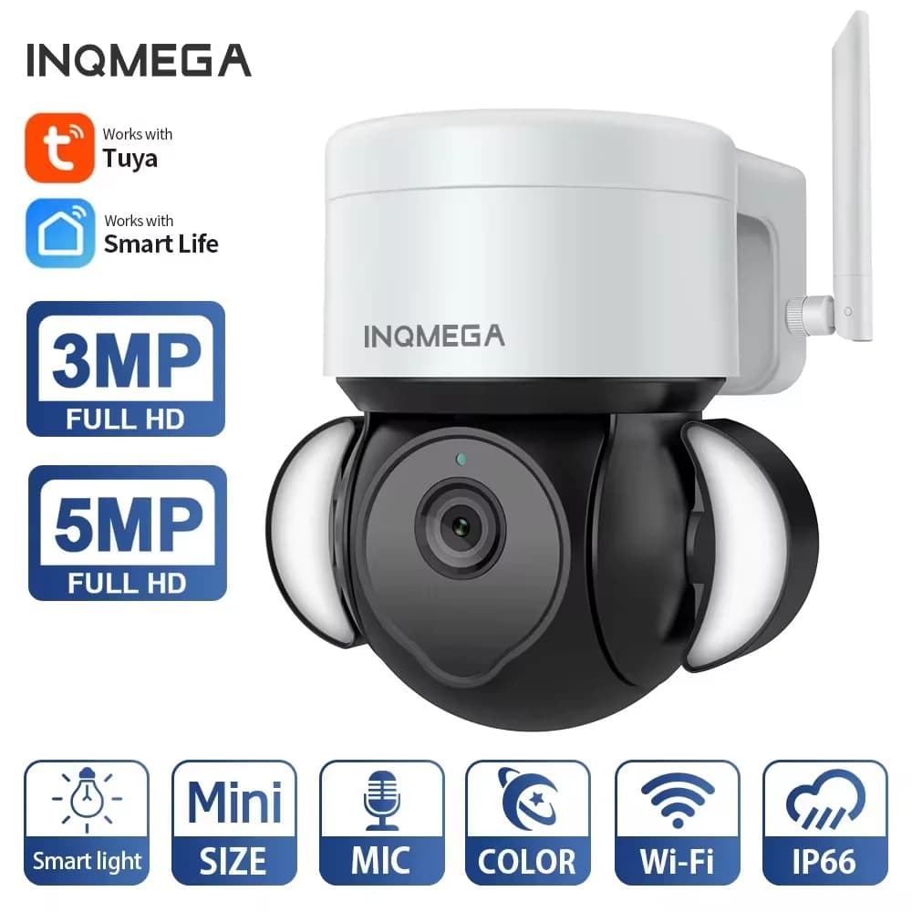 INQMEGA 5MP TUYA Telecamera Smart Cloud Videocamera di Sorveglianza Esterna WIFI Auto Tracking Google Home Alexa Telecamera CCTV PTZ Cam