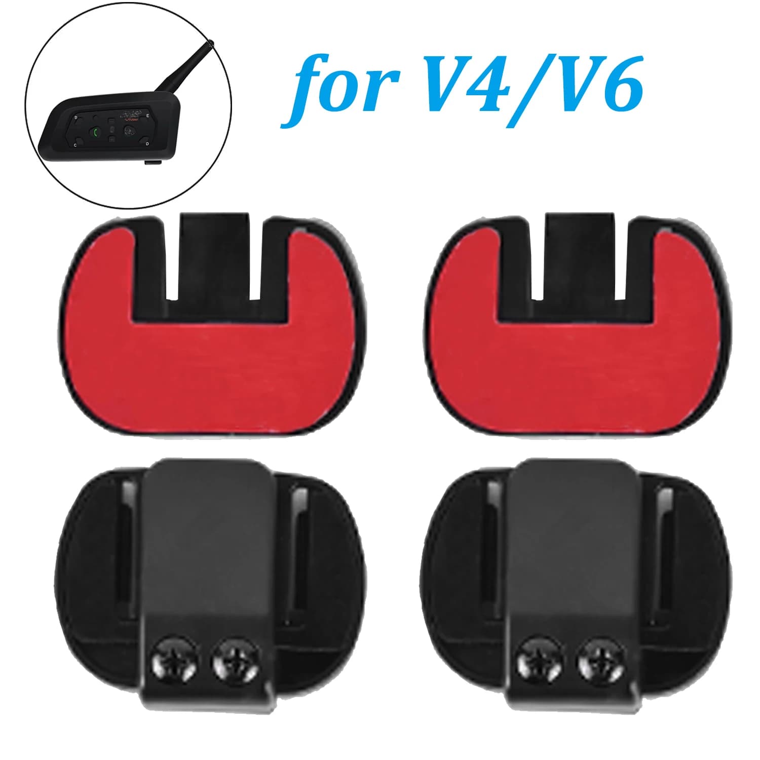 2 pezzi per EJEAS V6 Pro/3,5 mm V4 PLUS ​ Clip di montaggio Base nastro biadesivo Auricolare per casco moto Interfono Bluetooth