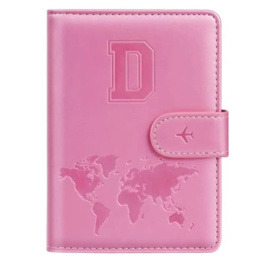 Porta Passaporto con Iniziale A-Z, Portafoglio da Viaggio con Design in Rilievo, Blocco RFID, Porta Carte, Regalo Personalizzato