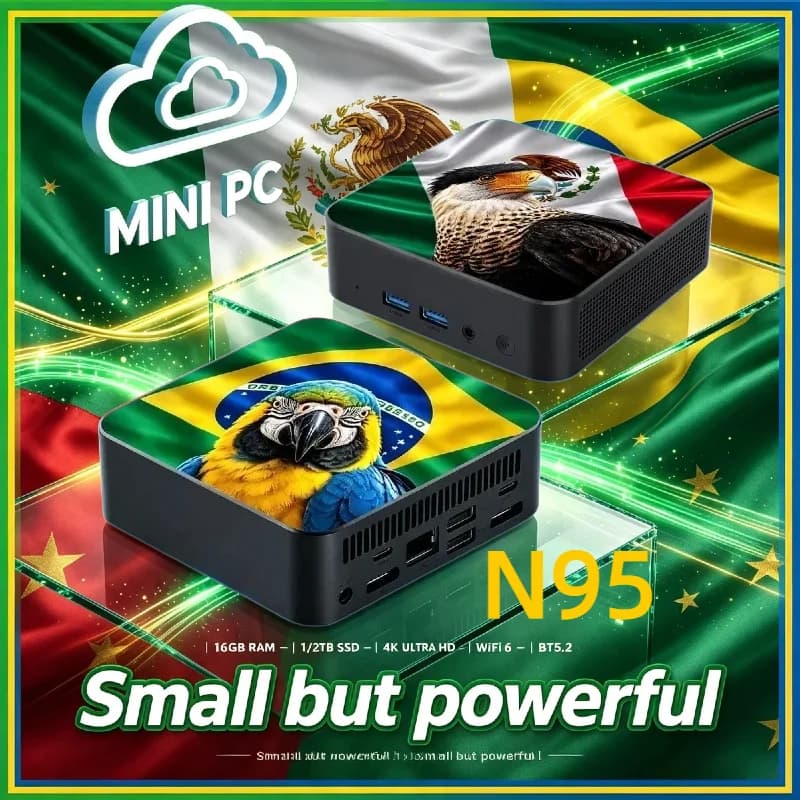 New Mexico Brazil Flag Mini PC Intel Core N95 16GB RAM 2TB SSD WiFi6 BT5.2 Compact High‑Performance Desktop for Office Gaming