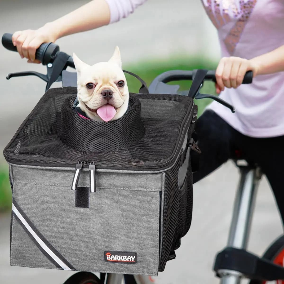 Borsa da trasporto per animali domestici da bicicletta/zaino per cani e gatti con ampie tasche laterali, comoda tracolla imbottita